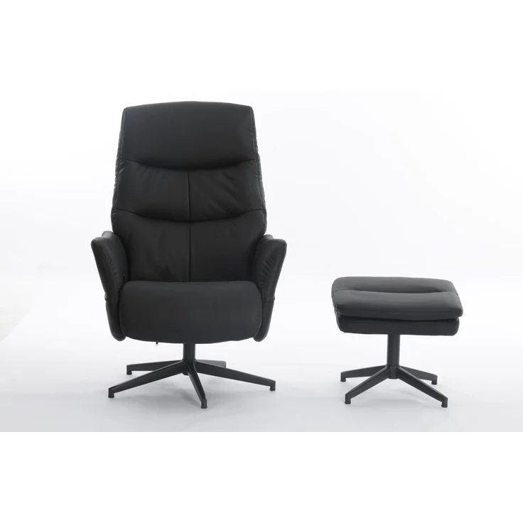 gepolsteter Relaxsessel mit Hocker - dunkelgrau – Bild 5