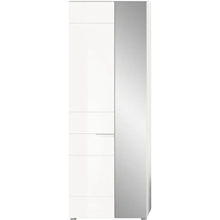 xonox. home Garderobe Solero X7WA9613 Garderobenschrank Flurschrank in Weiß Nachbildung und weiß Hochglanz tiefzieh, ca. B/H/T: 68 x 193 x 37 cm – Bild 5