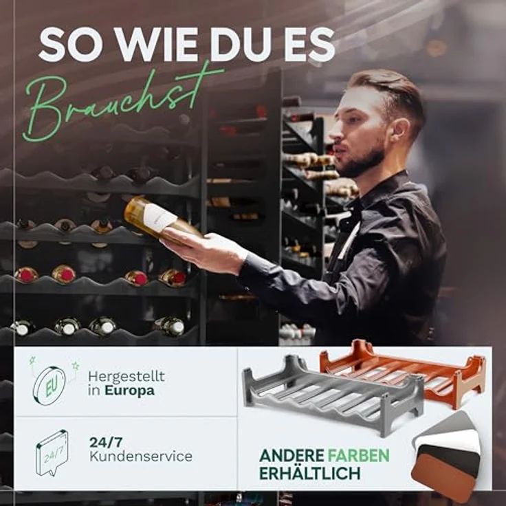 Novaliv Schwarzes, Modulares Flaschenregal für 144 Weinflaschen - Stapelbar, Erweiterbar, Robust - Ideal für Weinlagerung in Keller, Gastronomie & Zuhause, Getränkeschrank, Weinregal stapelbar – Bild 8