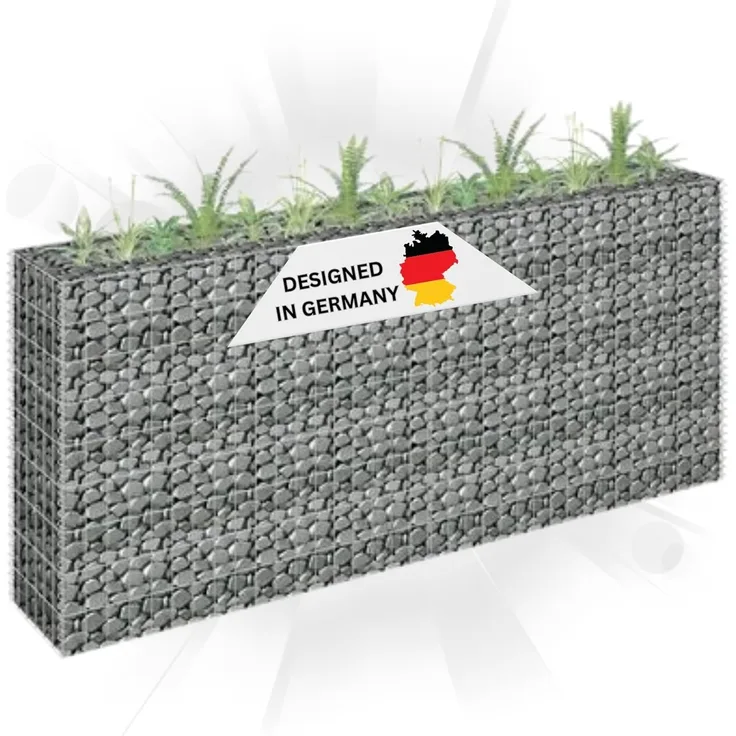DELUKE® Gabionen Hochbeet ROON aus Stahl 180x30x90cm Steinkorb Gabionengitter Ziergabione Steingabione Drahtkorb befüllbar