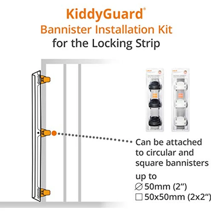 Lascal KiddyGuard Avant/Accent/Assure Rohrhalterung für Verschlussleiste, Stangenhalterung für runde oder eckige Geländer bis 50 mm Durchmesser, 3er-Set Rohrschellen, weiß – Bild 3