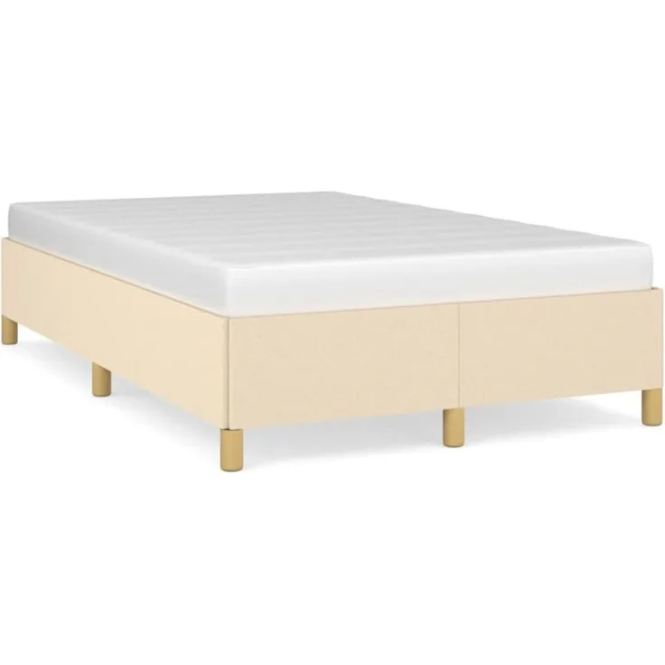 vidaXL Bettgestell ohne Matratze Creme 120x190 cm Stoff 3269643