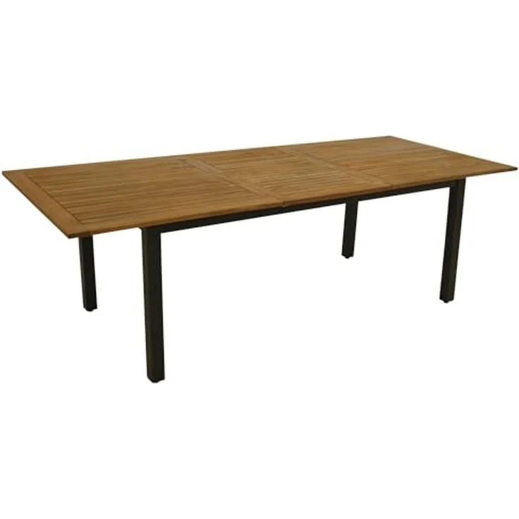 DEGAMO SARONNO Garten-Ausziehtisch, Alu + Akazie, anthrazit/braun, 180/240x100cm – Bild 3