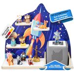 stadtecken Kinder Regal für Musikbox I Geeignet für die Toniebox und ca. 35 Tonies I Perfekte Aufbewahrung für Kinderzimmer I zum Aufstellen oder Aufhängen (Rakete, Mittel)