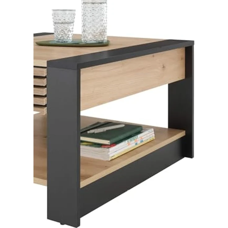 moebel-dich-auf Couchtisch FERRA (Beistelltisch, 1 Schubkasten, Stäbchenoptik), quadratisch 70x70 – Bild 6