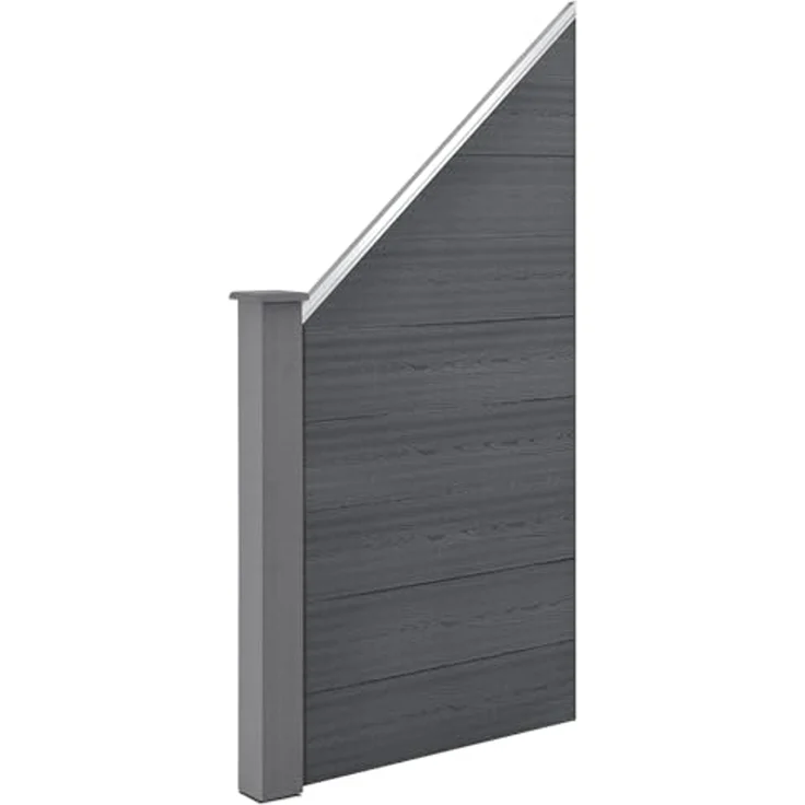 WPC Gartenzaun mit Schrägelement 183x277 cm grau [neu. holz] – Bild 5