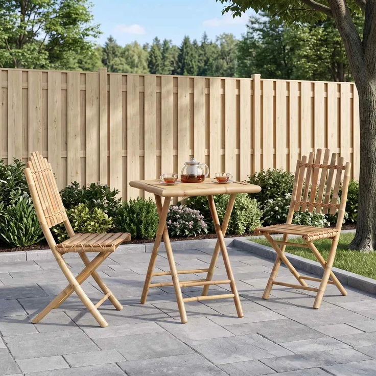 vidaXL Klappbares Garten-Esszimmer Set 3 stk. Natur Bambus 3468662