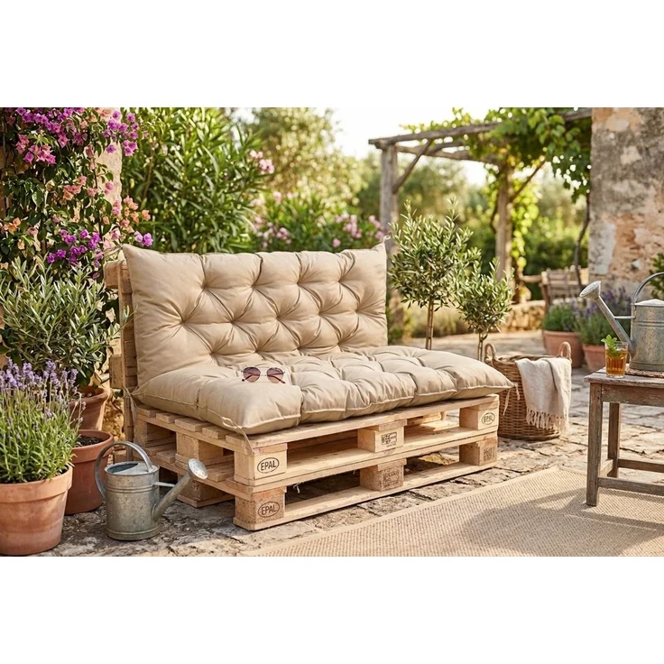 TexDeko Palettenkissen TexDeko-Garden Palettenauflage mit Rückenlehne gesteppt 120x60x50, (Sitzfläche 120x60cm + Rückenlehne 120x50cm) – Bild 2