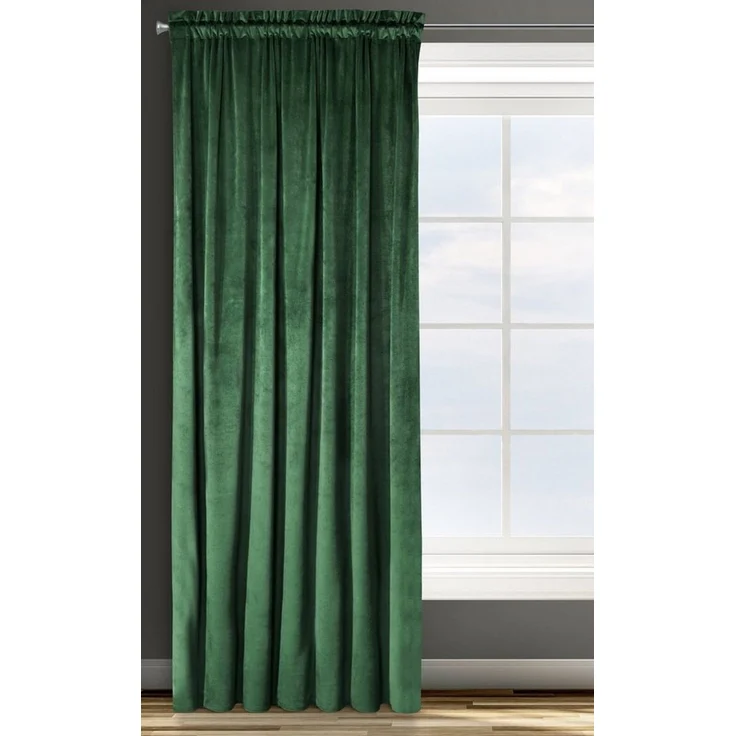 Samtvorhang Velours Vorhänge zum Wohnzimmer Prachtvoll Elegant dunkelgrün 140x270 cm Kräuselband – Bild 2