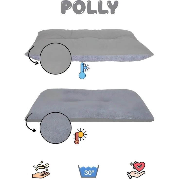 Paws & Whiskers 'Polly Dog 60 x 88 - Light Grey' Haustierbett, Hellgrau / Grau, 88 x 60 x 12 cm – Bild 4