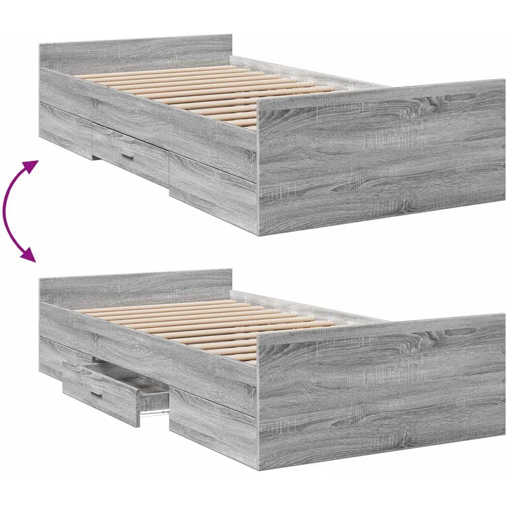 vidaXL Bettgestell mit Stauraum Grau Sonoma 80 x 200 cm Holzwerkstoff 3429505 – Bild 8