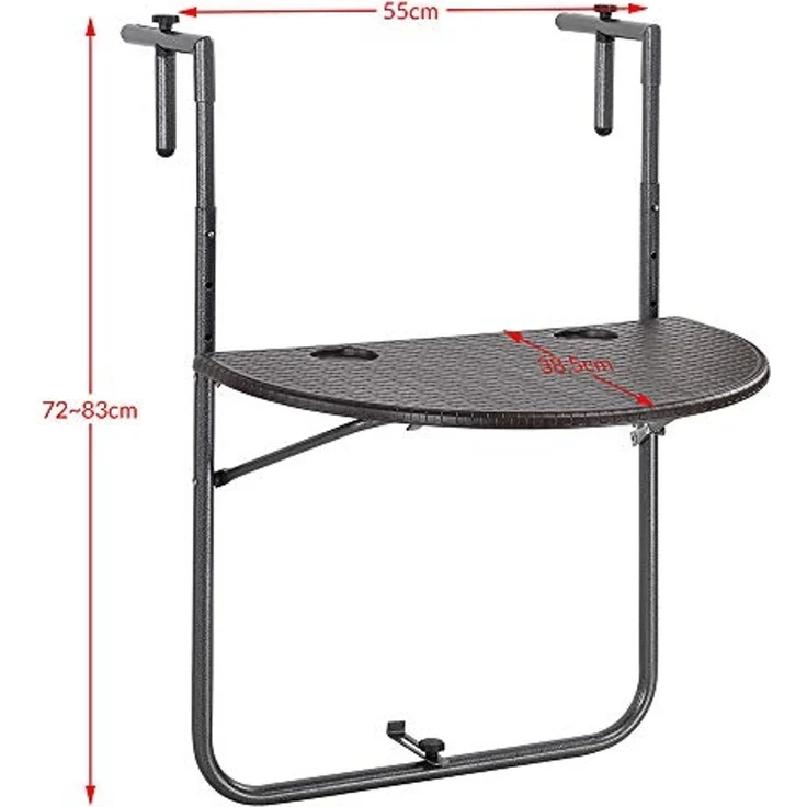 BAKAJI Tisch für den Außenbereich, Balkon, zusammenklappbar, Metall und Polyrattan, Braun, Standard – Bild 2