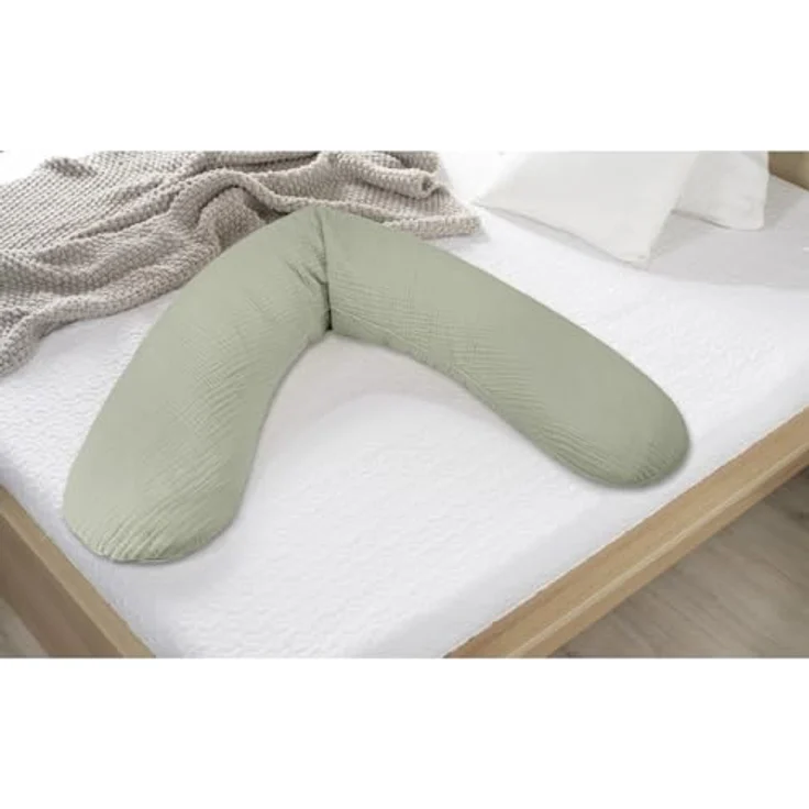 Theraline Stillkissen Das Original, 190 cm, vielseitig einsetzbar, für Schwangerschaft und Stillzeit, pflegeleicht, kuschelweiche Baumwolle, Naturton – Bild 4