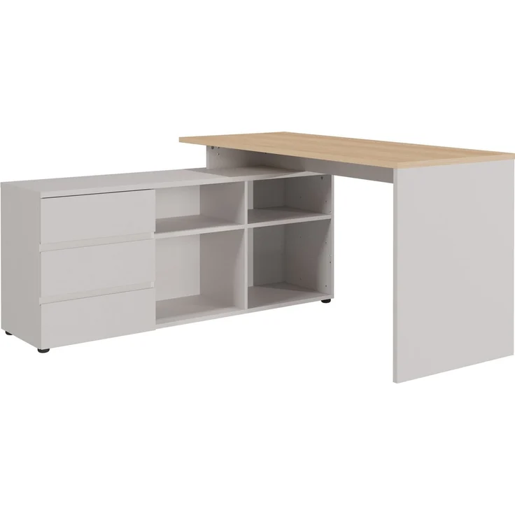 GERMANIA Eckschreibtisch Lissabon, 146 x 76 x 145 cm, Soft Close, gespiegelt montierbar, Made in Germany – Bild 1