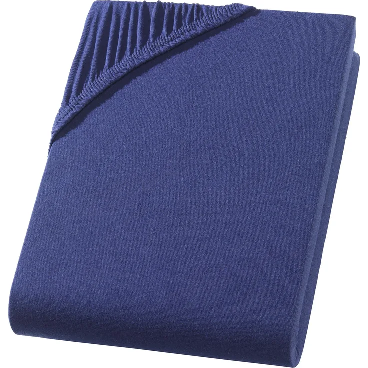 Müskaan - Jersey Spannbettlaken 140x200 cm - 160x220 cm + 40 cm Boxspringbett mit Elasthan navyblau