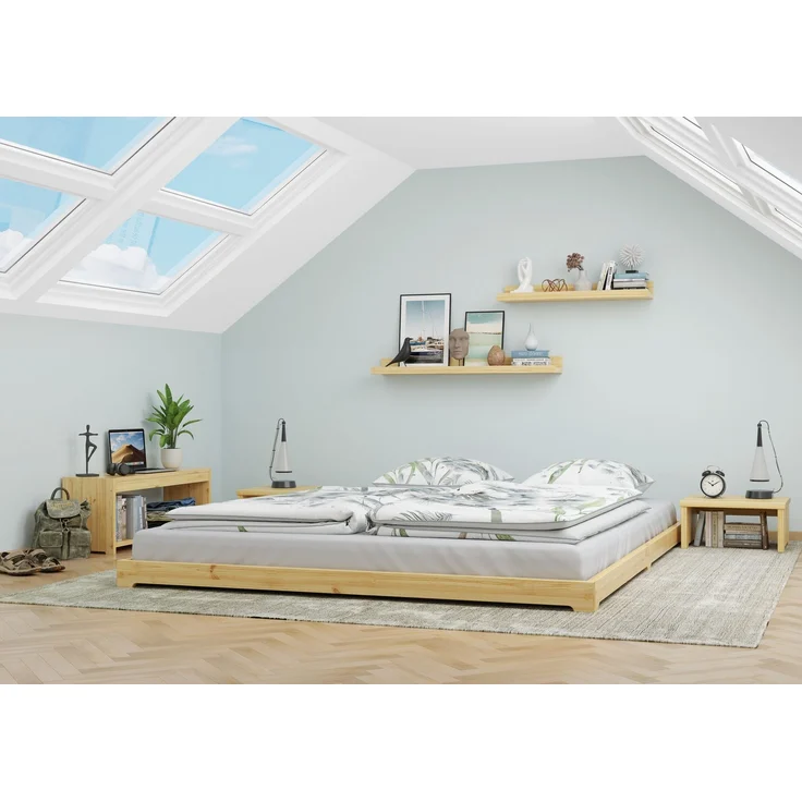 Futonbett bodenbett extra niedriges Studentenbett 160x200 Kiefer lackiert V-60. 47K-16 – Bild 2