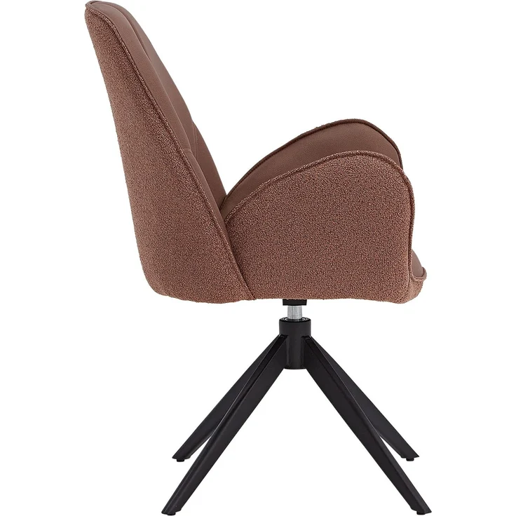 Esszimmerstühle Drehbar 2 Stühle für den Esstisch Küchenstühle mit Armlehne Bouclé Leder Braun Polsterstühle Sessel – Bild 9
