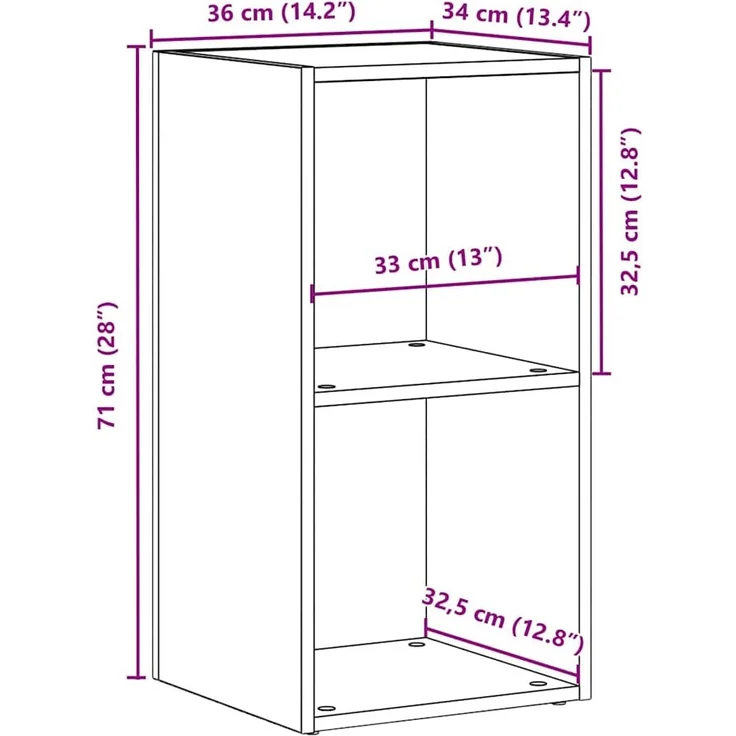 vidaXL LP-Aufbewahrungsbox Schwarz Eichen-Optik 71x34x36cm 862401 – Bild 9