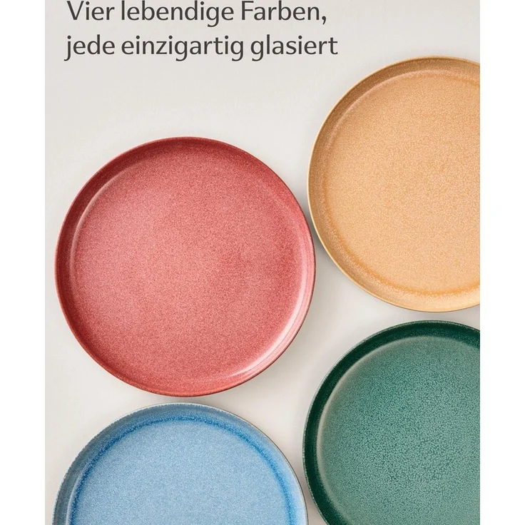 Cosumy Speiseteller Steingut Geschirr Set 4 Personen – Handgefertigtes Tafelservice, (4 St), Handglasiert- Mikrowellenfest - Spülmaschinenfest – Design Geschirr", – Bild 2