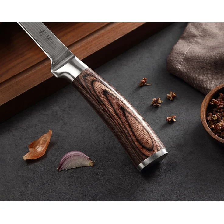 Wakoli Ausbeinmesser EDIB Damast Ausbeinmesser I 14,5cm Klinge I Pakka Griff, VG10 Kern, 67 Lagen Damaststahl, Pakkaholzgriff, inkl. Geschenkbox – Bild 2
