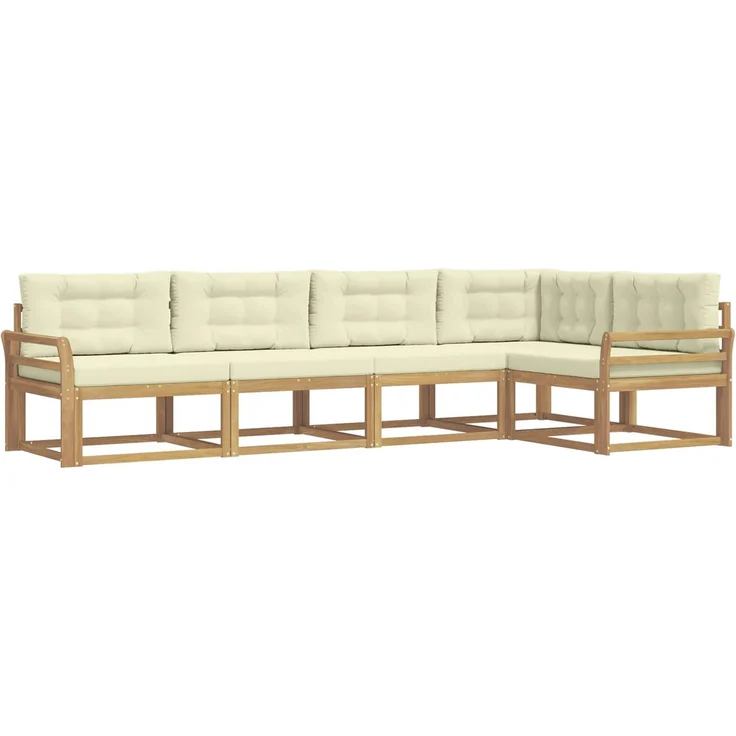 vidaXL Outdoor-Sofagarnitur 5 stk. 5-Sitzer Weiß und Creme 3386444 – Bild 2