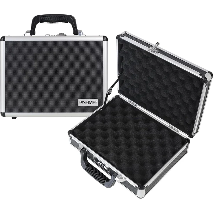 HMF Aufbewahrungsbox Transportkoffer mit Noppenschaumstoff im Deckel und Boden, Universalkoffer mit Zahlenschloss, 31 x 26 x 11 cm – Bild 1