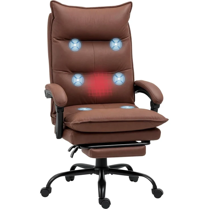 Vinsetto Schreibtischstuhl Bürostuhl mit Heizfunktion, Massagesessel (Chefsessel, 1 St), 120 kg Belastbar, Braun