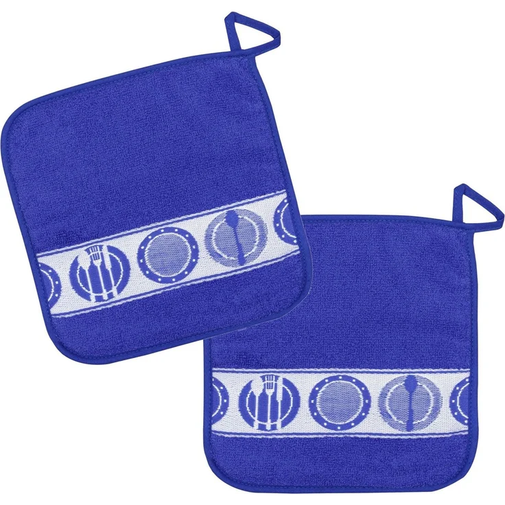 Kracht Topflappen Teller, (2-tlg, 2-teilig), 2er Set Topflappen, Baumwoll Frottier, ca. 22x22 cm – Bild 1