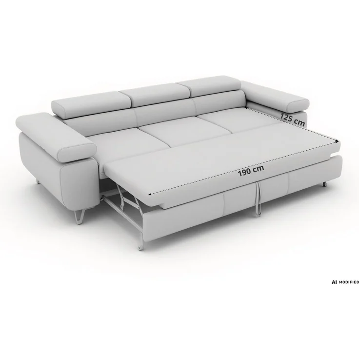 Sofagarnitur PETER 1-2-3 mit Schlaffunktion, verstellbare Kopfstützen, verstellbare Armlehnen, freistehend, Wellenfederung, Polstermöbel-Set, 3-teilig, Couchgarnitur - Beige Cord – Bild 7