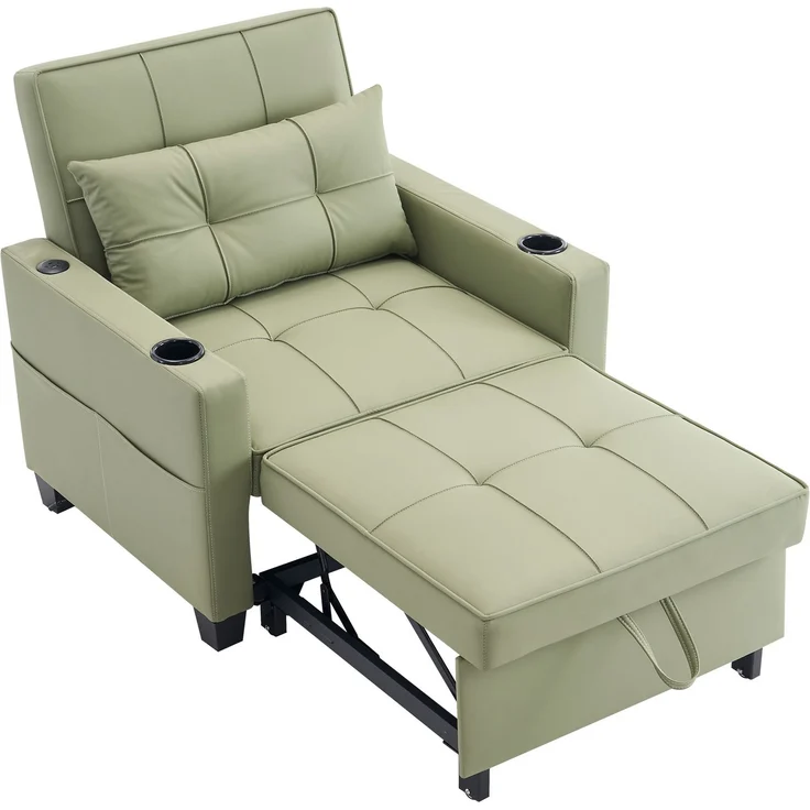 Schlafsessel 3-in-1 74cm×87cm×84cm in Avocado als Sessel, Liegestuhl und ausziehbares Schlafsofa – Bild 6