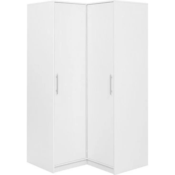 Beautysofa Eckschrank mit 2 Drehtüren, 2 Kleiderstangen und Regale BORA (Weiß) Breite: 108 cm – Bild 4