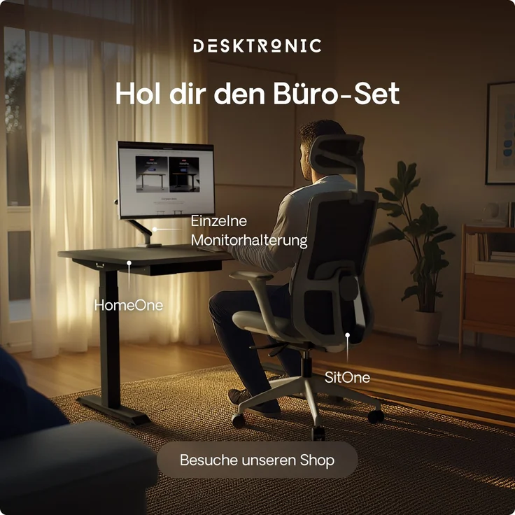 Desktronic HomeOne Elektrisch höhenverstellbarer Schreibtisch 140x70cm Schwarz/Grau mit Memory-Funktion, Anti-Kollisions Technologie, USB-A und USB-C-Ladeanschlüssen – Bild 9