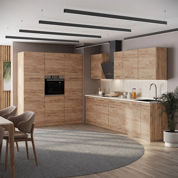 Küchenzeile Fame-Line Goldkraft Eiche/Goldkraft Eiche 460 cm, AP Anthrazit Vicco – Bild 5
