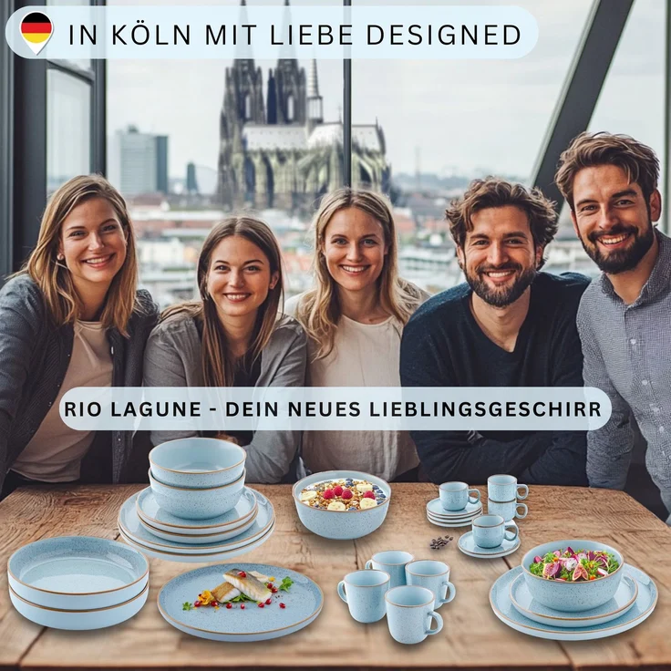 SÄNGER Steingut Geschirrset Rio Lagune, Kombiservice 30 teilig für 6 Personen – Bild 6