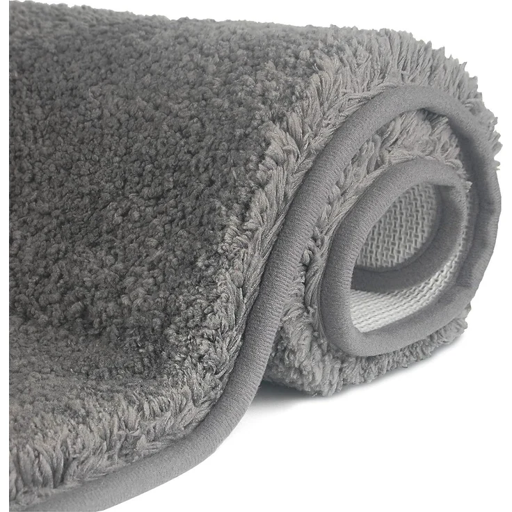 FCSDETAIL rutschfeste, Hochflor Badteppiche 70X120 cm, Maschinenwaschbare Badematte, Badvorleger mit Wasserabsorbierenden, Weichen Mikrofasern für Badewanne, Dusche und Badezimmer (Grau) – Bild 1