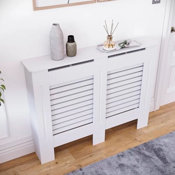 Vida Designs Milton Heizkörperabdeckung, weiß, moderner lackierter MDF-Schrank, mittelgroß (H: 82 / B: 111 / T: 19 cm) – Bild 8