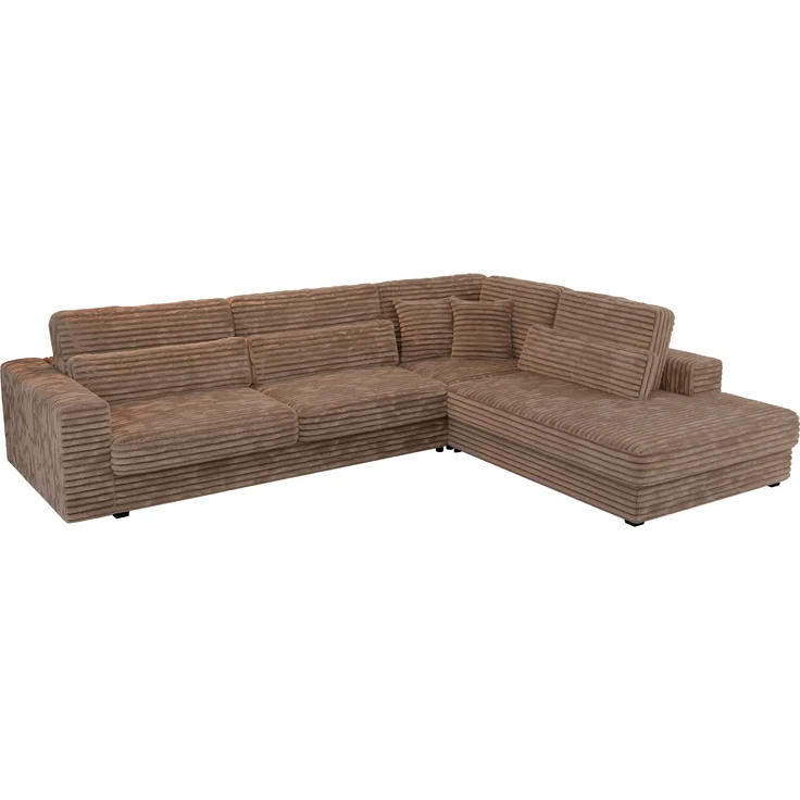 Freistehendes Ecksofa mit lose Kissen, L-form - SAVONA - rechts - Braun Cord – Bild 6