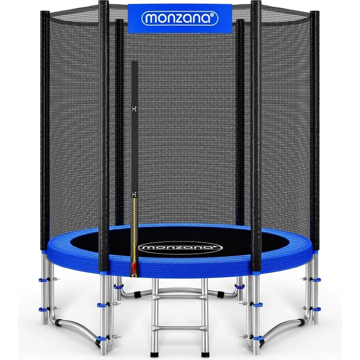 Monzana Trampolin, maximal belastbar bis 50 kg, TÜV SÜD GS Zertifiziert, inkl. verstärktem Sicherheitsnetz, Leiter, Randabdeckung & Zubehör, Ø 183 cm