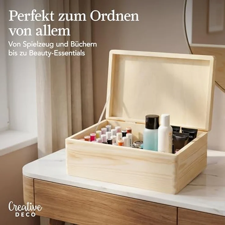 Creative Deco Holzkiste Holzkiste mit Deckel Erinnerungsbox Baby Groß Unlackiert, Unlackiert – Bild 8