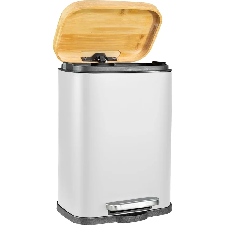 5L Kosmetikeimer Bambus Deckel Bad Treteimer mit Absenkautomatik Mülleimer – Bild 1