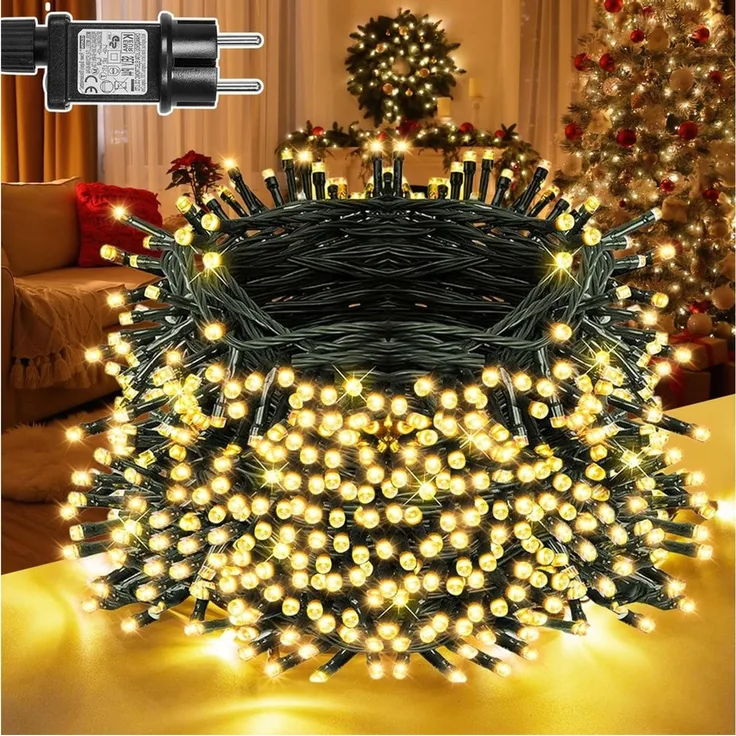 SERBASIC LED-Lichterkette Weihnachtsbaum,Weihnachtsbeleuchtung mit Timer 8 Modi Speicherfunktion, für Tannenbaum Garten Außen Innen Weihnachtsdeko