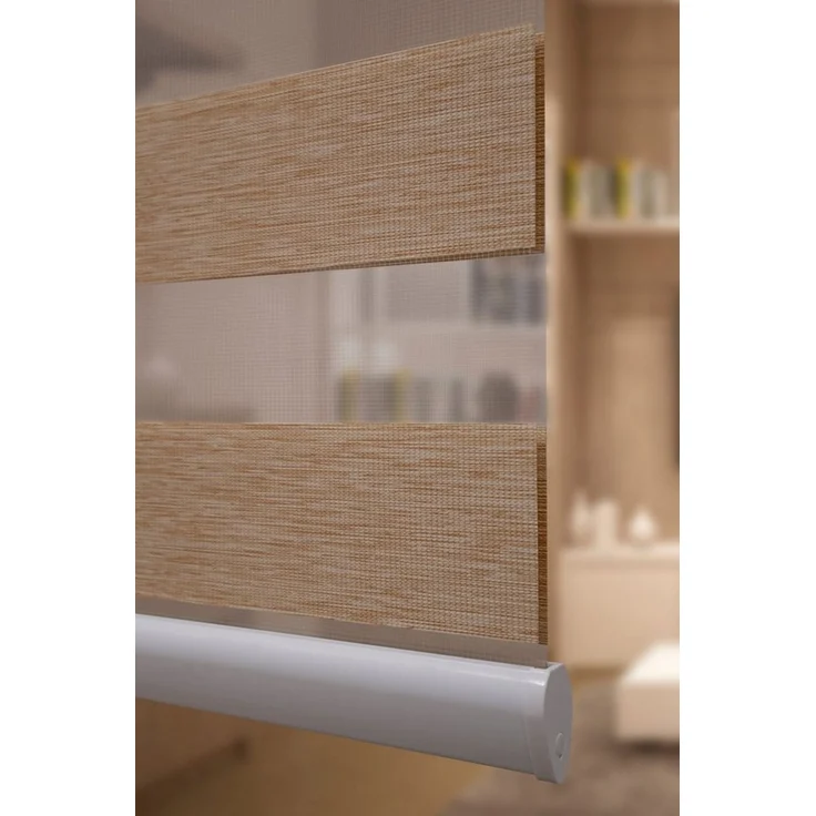 Doppelrollo Doppelrollo Duorollo mit Alu-Kassette in Beige, Plisseeonline, blickdicht, Wandmontage, Wand oder Decke, statisch haftend – Bild 4