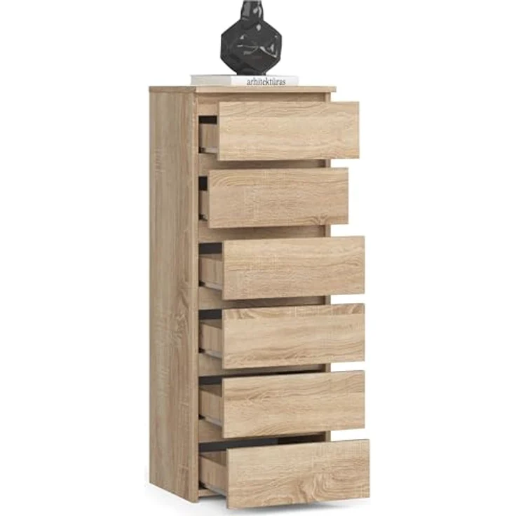 Home Collective Kommode 40 cm breit Holz Highboard Sideboard für Flur Schlafzimmer Wohnzimmer (Mehrzweckschrank Schrank schmal Kommode Schlafzimmer mit Schubladen), mit sechs Schubladen 10 cm hoch viel Stauraum, sonoma – Bild 5