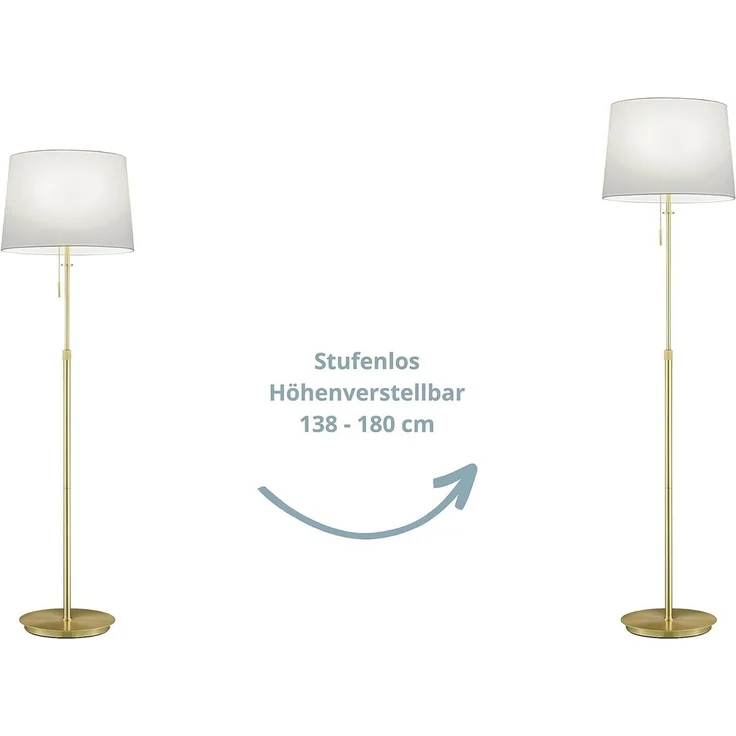 lightling Stehlampe Liam, ohne Leuchtmittel, höhenverstellbar, mit Zugschalter, getrennt schaltbar – Bild 1