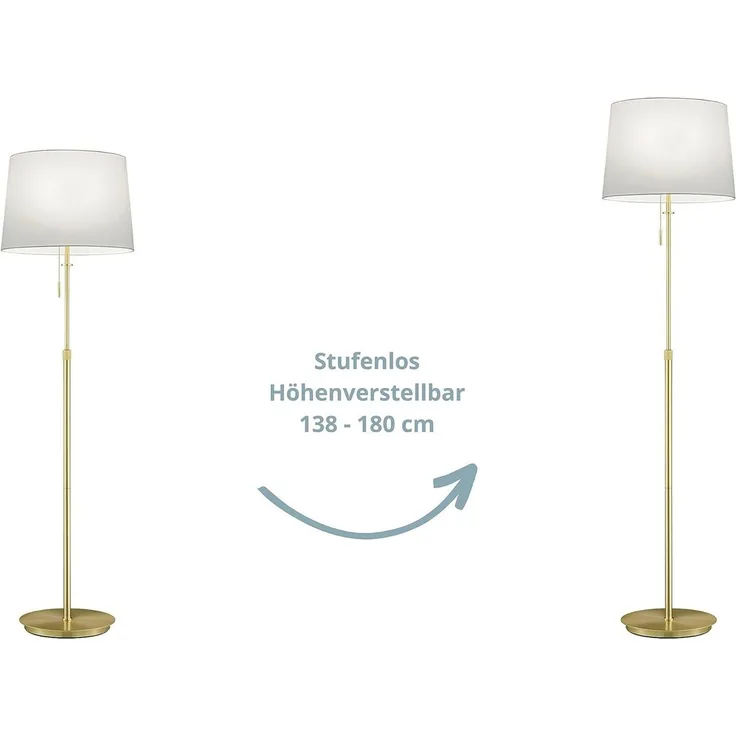 lightling Stehlampe Liam, ohne Leuchtmittel, höhenverstellbar, mit Zugschalter, getrennt schaltbar