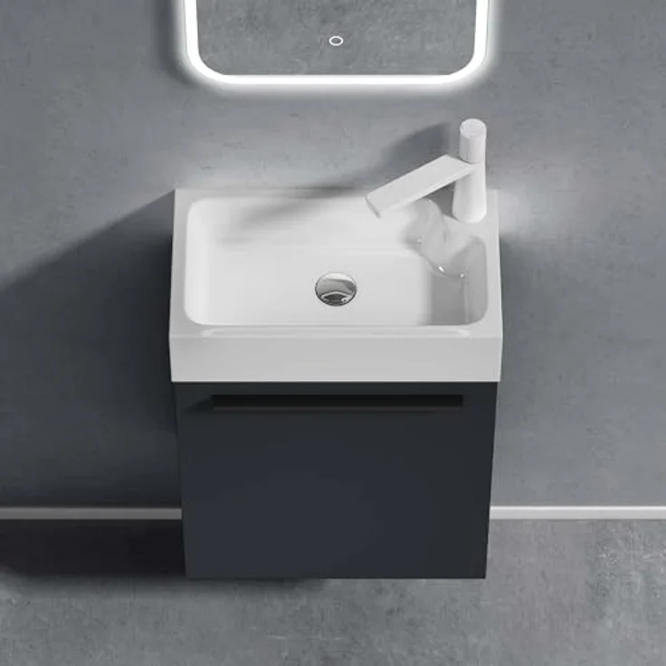 doporro Badezimmer-Set Badmöbel-Set Gäste WC Waschbecken Waschtisch mit Unterschrank PISA – Bild 4