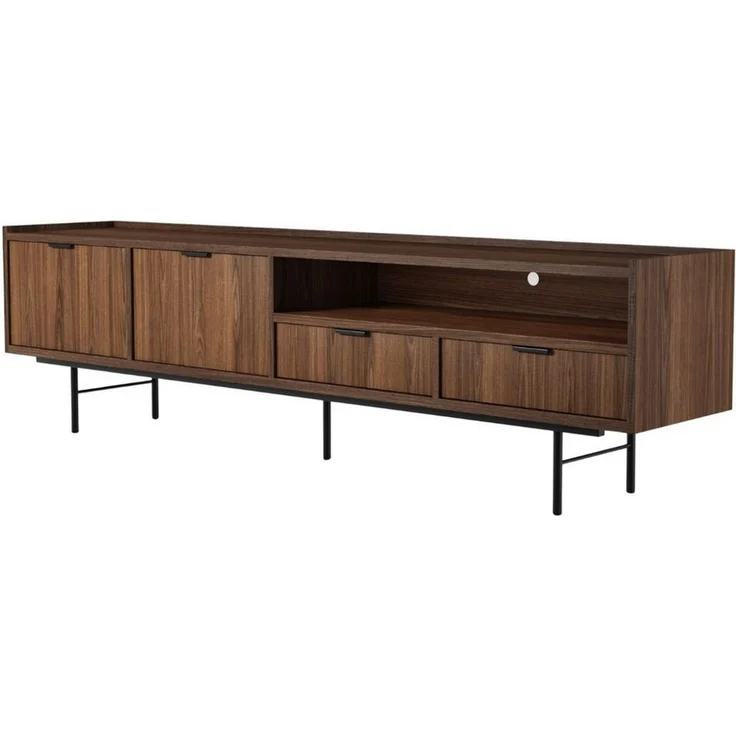 Compleo TV-Schrank 200 cm breit, Nussbaum oder Eiche Hikora, Lowboard mit 2 Schubladen Boho Design – Bild 3