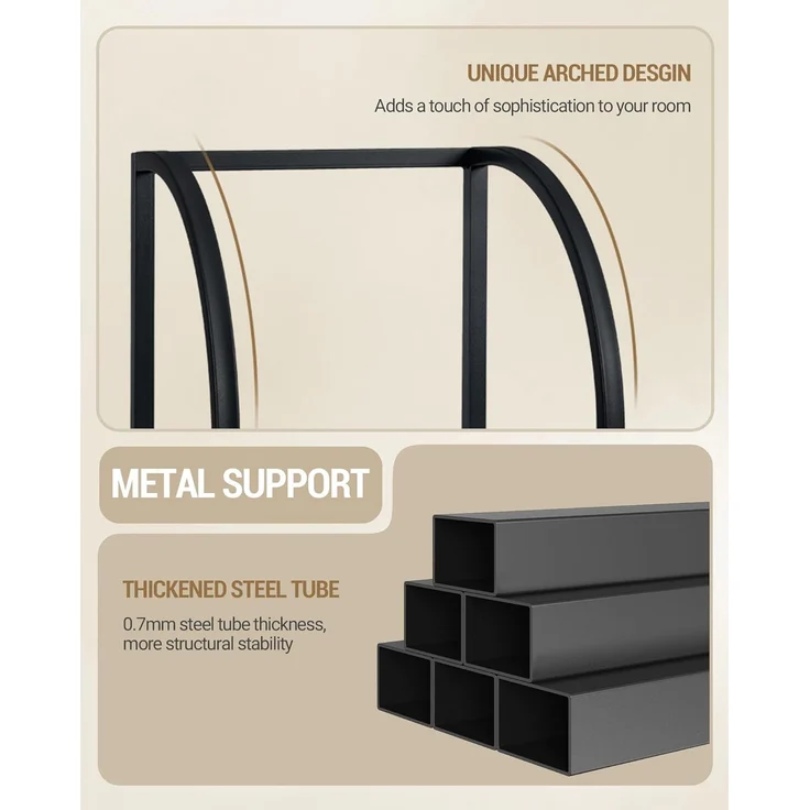 Bücherregal, 6 Ebenen Standregal, DVD-Regal, Schmale Regale, Offenes Regal, Industriestil, Metallrahmen, Geeignet für Arbeitszimmer, Wohnzimmer, Schlafzimmer, Küche, Schwarz – Bild 7