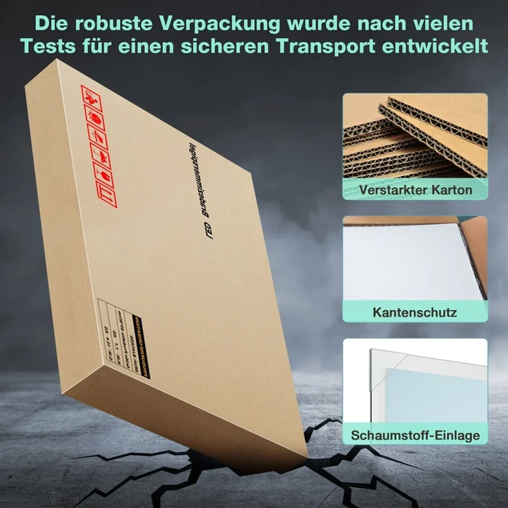 Gimbelen LED Badspiegel mit Beleuchtung 80x60 cm, rechteckig, dimmbar & 3 Lichtfarben, Anti-Beschlag, Touchschalter, explosionsgeschütztes Glas, für Badezimmer, Silber – Bild 7