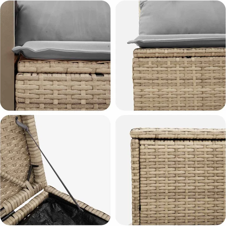 vidaXL Sofa Set 5 stk. Beige und Hellgrau Polyrattan und Stahl 3447967 – Bild 6